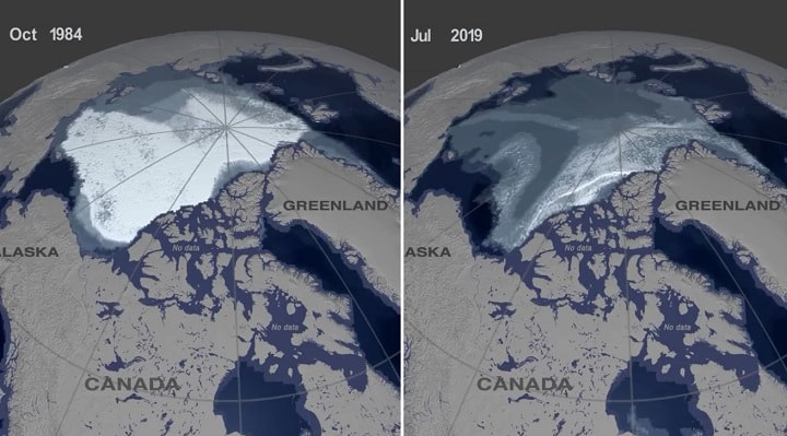 ذوب شدن یخ های اقیانوس منجمد شمالی