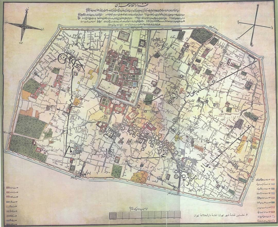 قدیمی ترین نقشه شهر تهران زلزله سال 1236 هجری