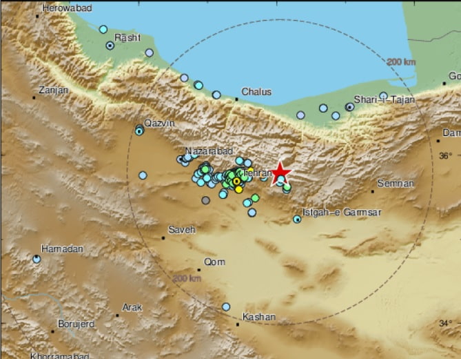 نقشه شدت زمینلرزه تهران دماوند اردیبهشت 1399